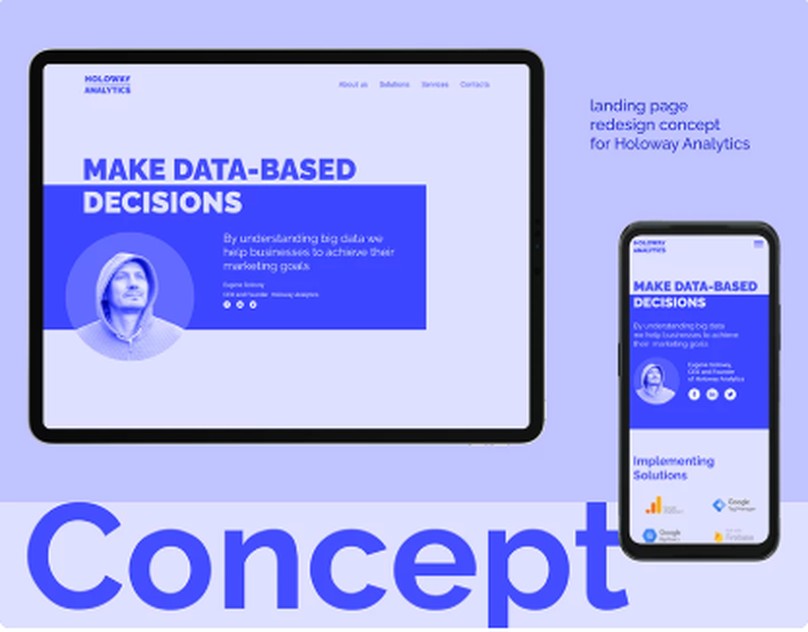 Редизайн лендинга Holoway Analytics